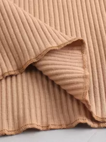 女婴羅紋小褶邊T恤和短褲