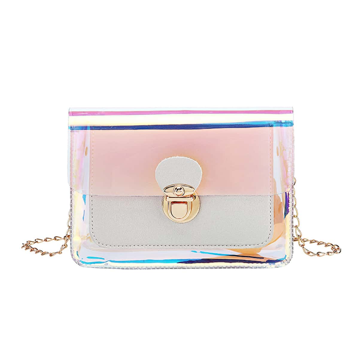 

Holographic Chain Crossbody Bag, Multicolor