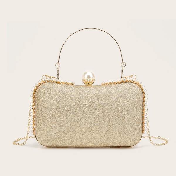 

Allover Glitter Decor Clutch Bag, Gold