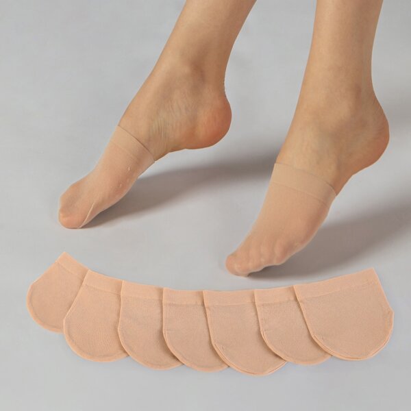 

8pairs Solid Forefoot Socks, Beige