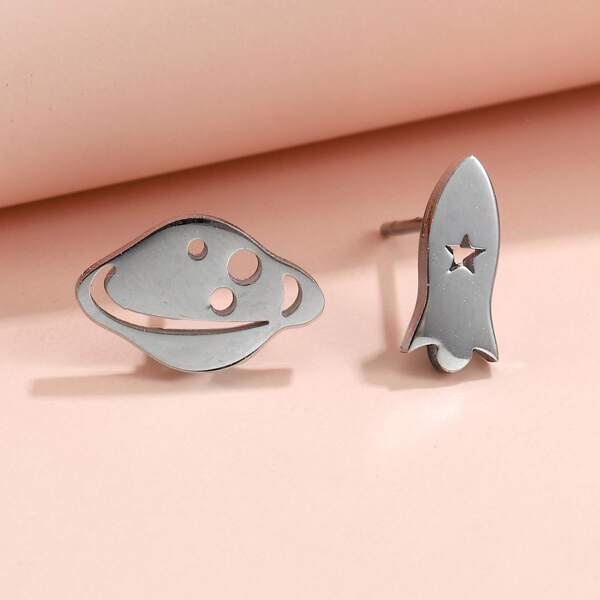 

Planet Decor Stud Earrings, Silver