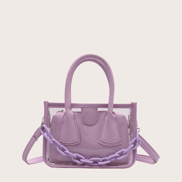 

Girls Clear Satchel Bag With Inner Pouch, Lilac purple