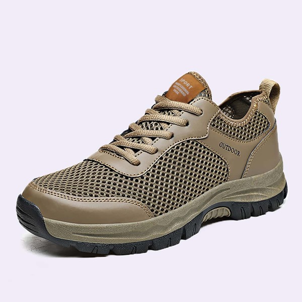 

Men Mesh Panel Lace-up Front Sneakers, Brown