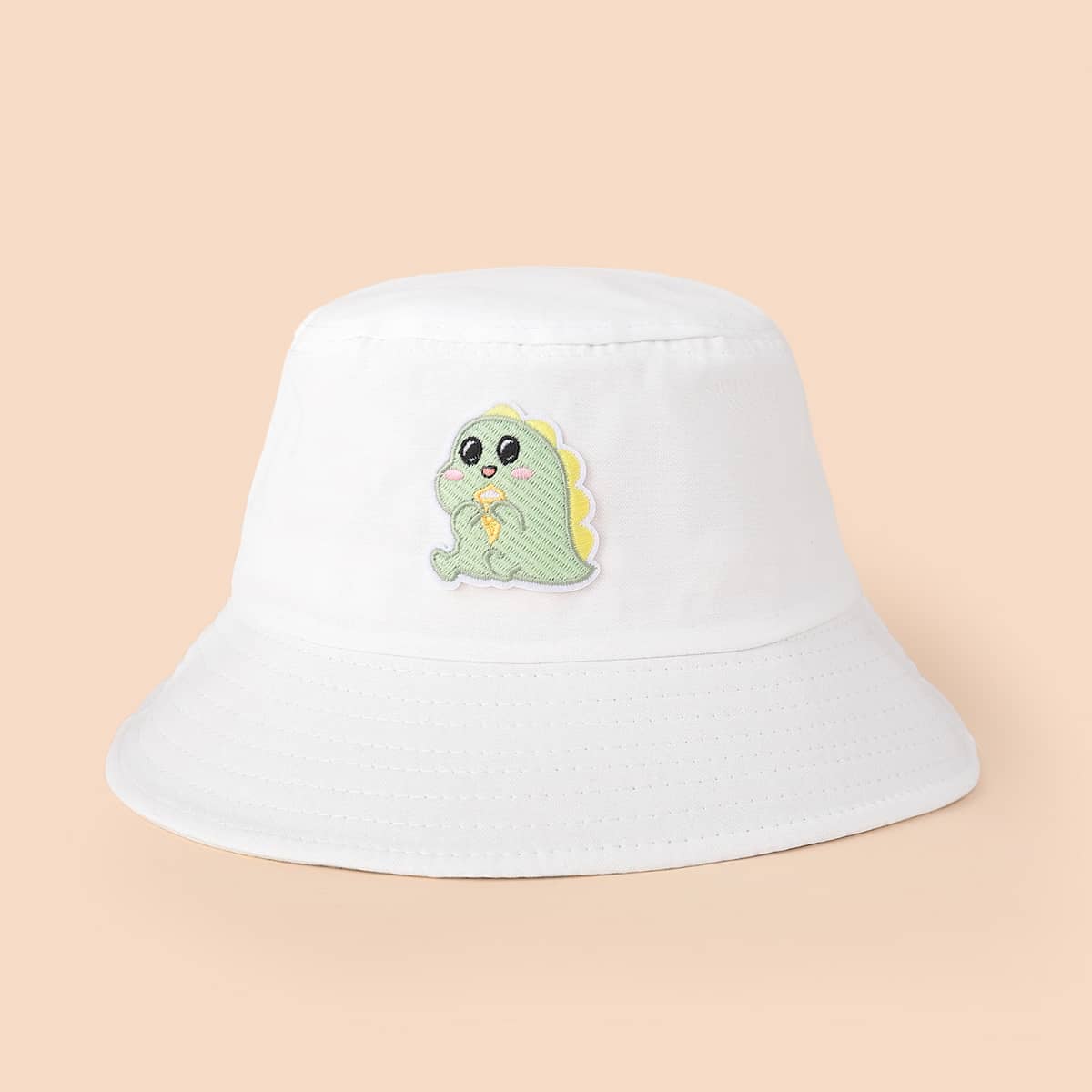 

Cartoon Dinosaur Bucket Hat, White