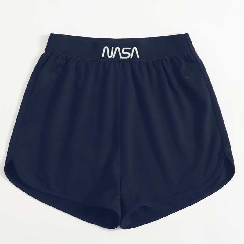 

Letter Embroidery Shorts, Navy blue