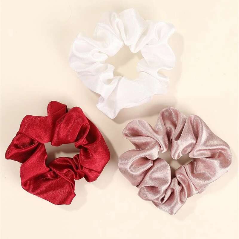 

3pcs Solid Scrunchie, Multicolor