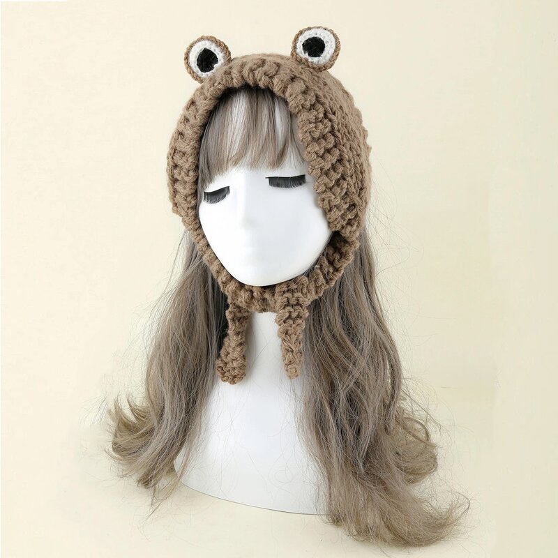 

Frog Design Knit Hat, Khaki