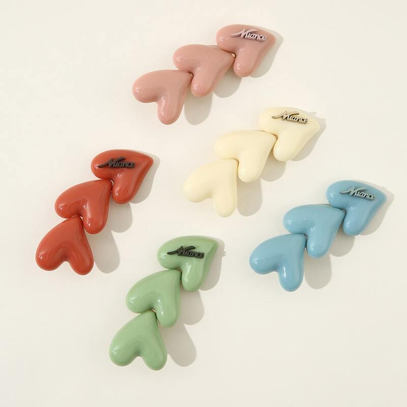 

5pcs Heart Hair Clip, Multicolor