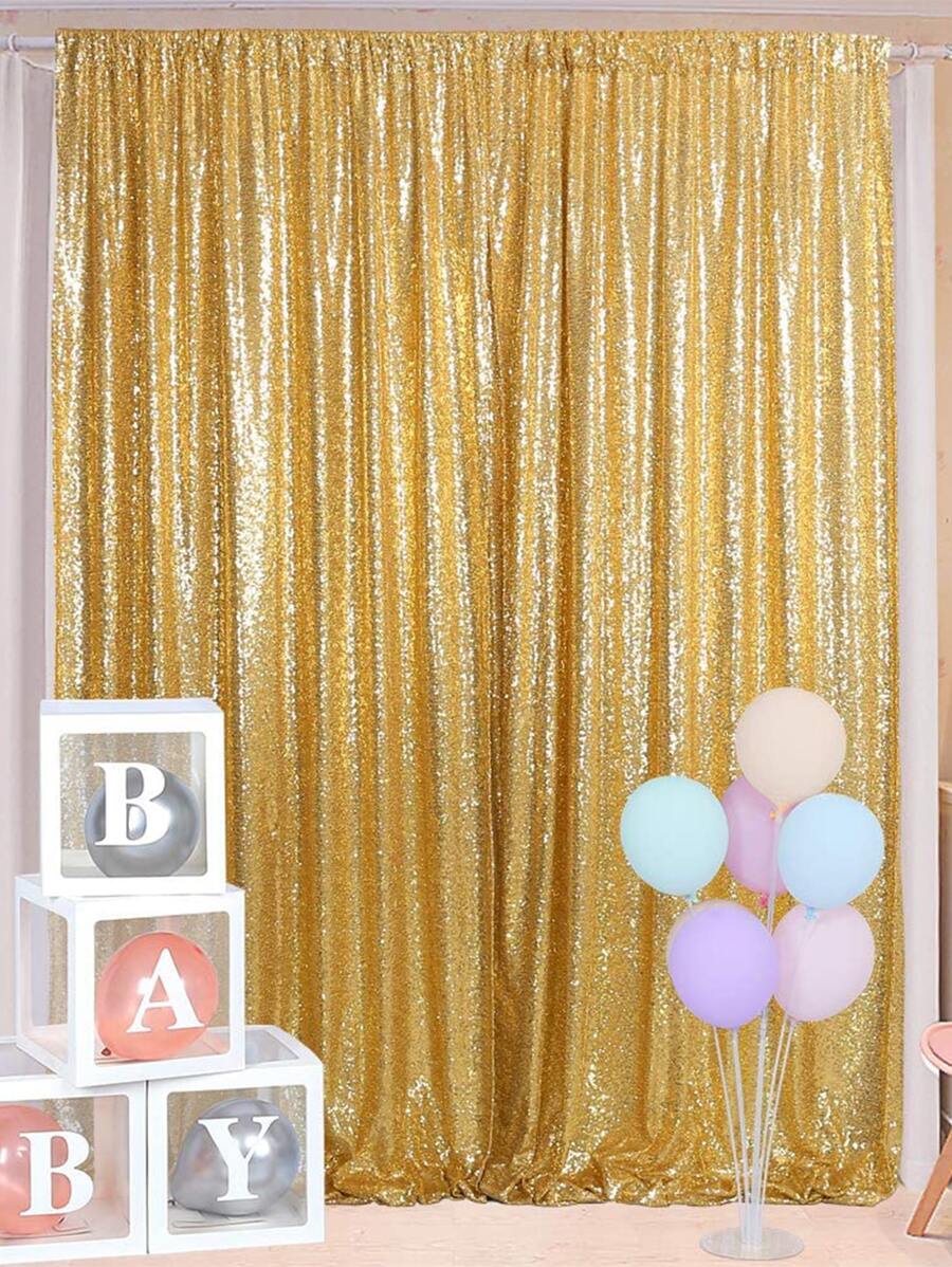 1pc Glitter Decorative Curtain - Gold - View 1