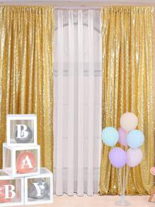 1pc Glitter Decorative Curtain - Gold - View 4