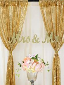 1pc Glitter Decorative Curtain - Gold - View 5