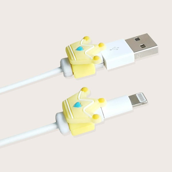 

2pcs Crown Shaped Data Cable Protector, Yellow