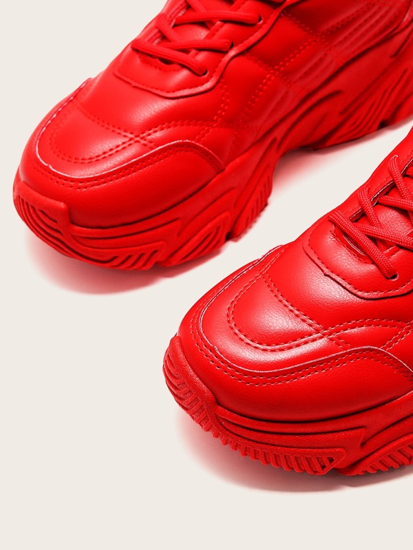 Minimalist Laceup Front Chunky Sneakers SHEIN USA