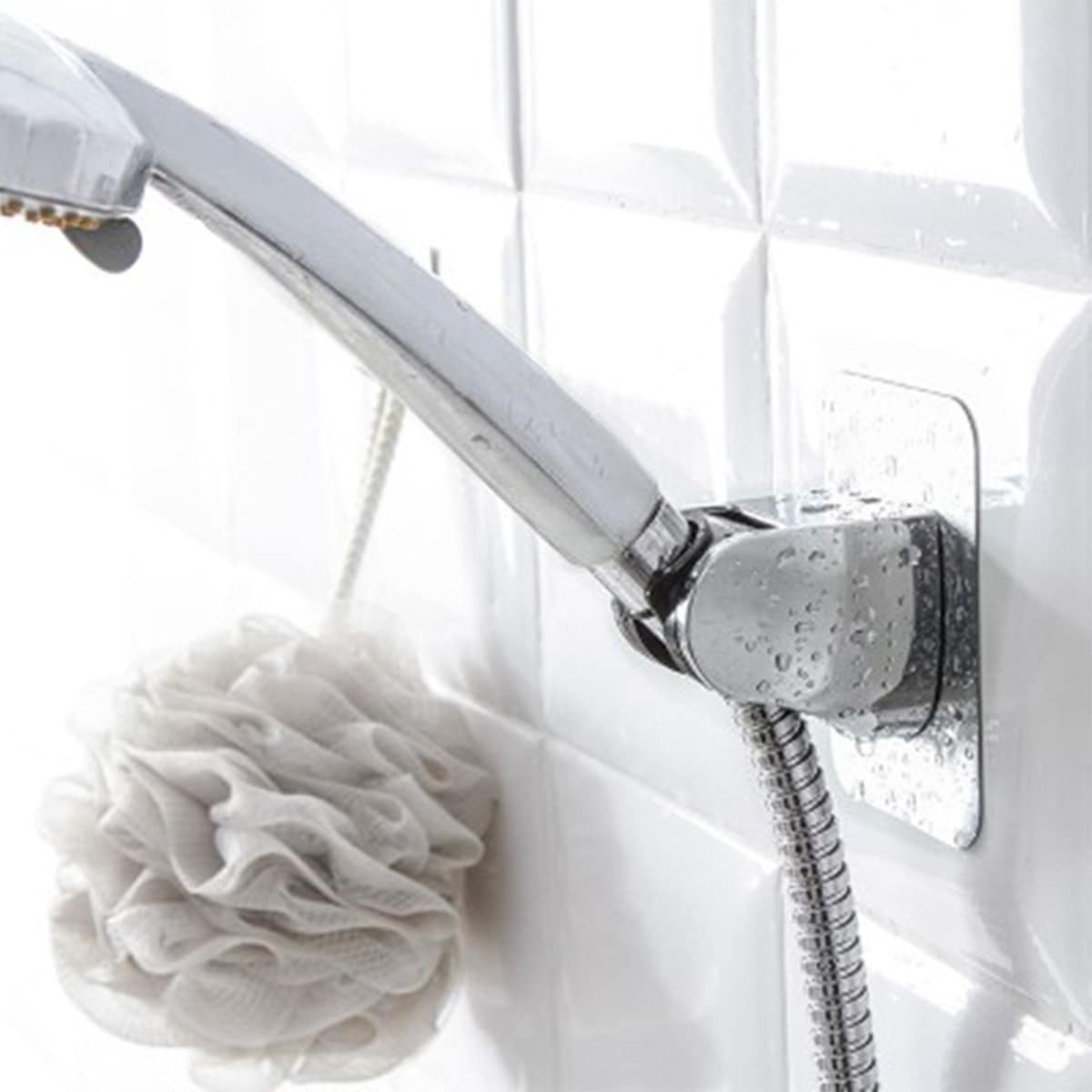 

1pc Shower Head Storage Rack, Silver