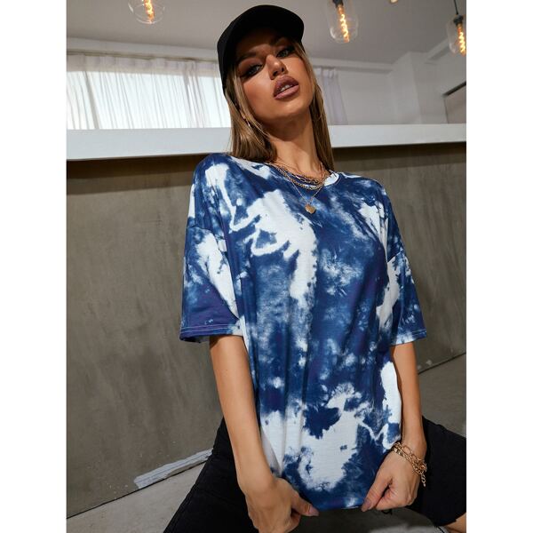 

Tie Dye Drop Shoulder Tee, Multicolor