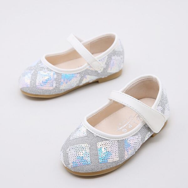 

Toddler Girls Sequin Decor Glitter Flats, White