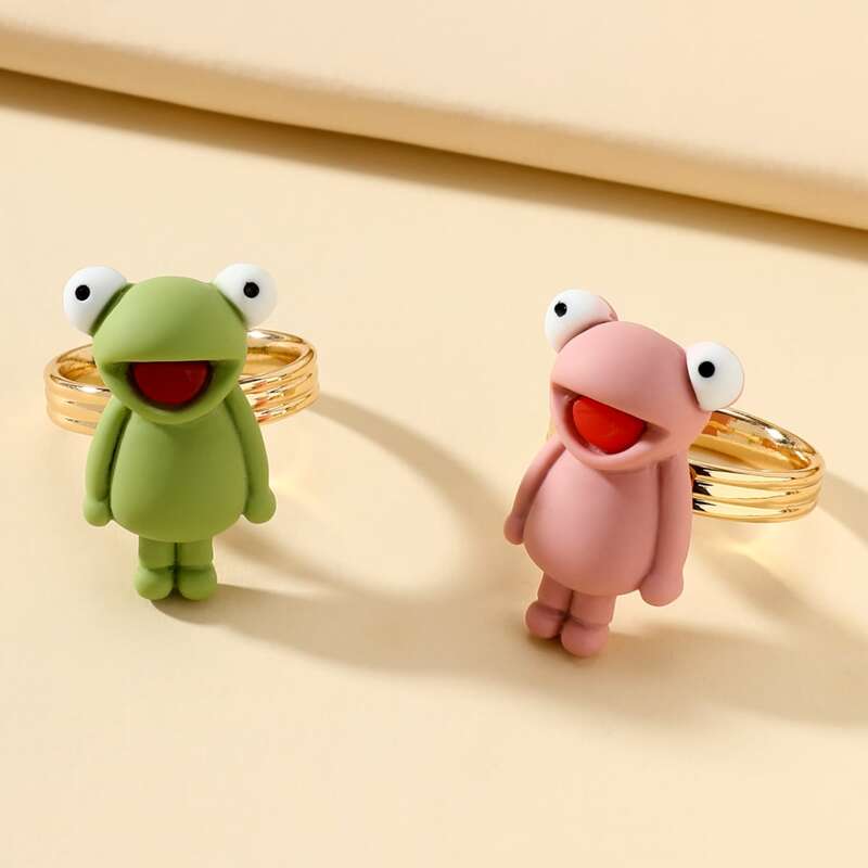 

2pcs Frog Decor Ring, Multicolor