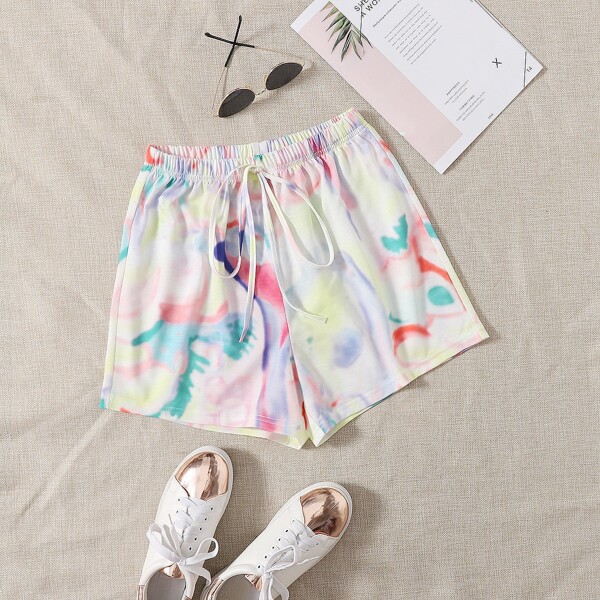 

Tie Dye Knot Front Shorts, Multicolor