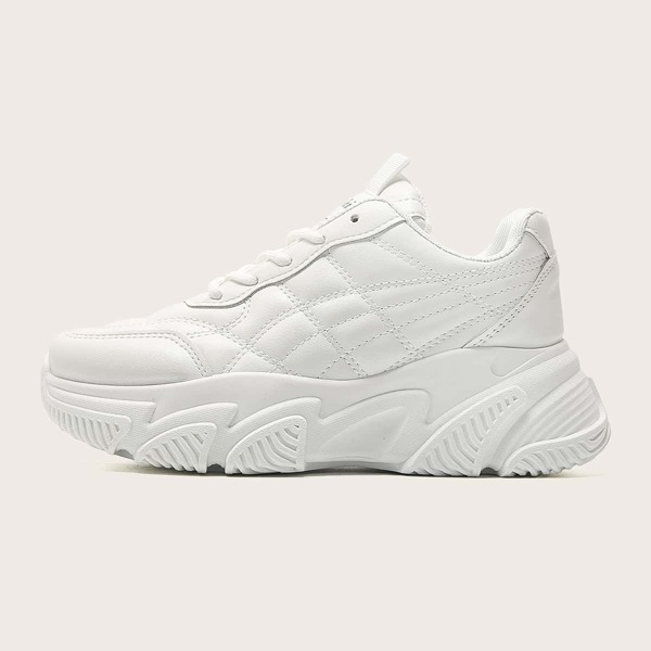 

Minimalist Lace-up Front Chunky Sneakers, White