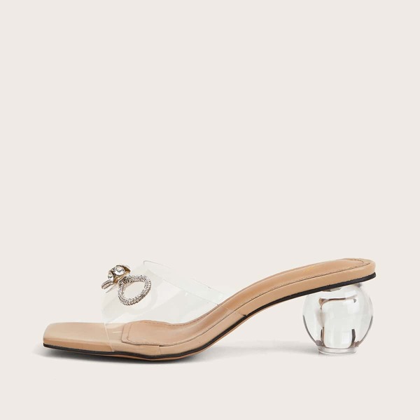 

Clear Rhinestone Decor Sculptural Heeled Mules