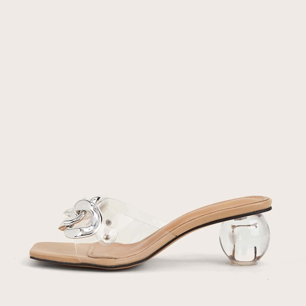 

Clear Chain Decor Sculptural Heeled Mules