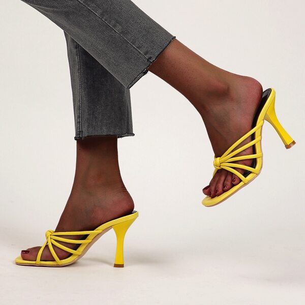 

Knot Front Stiletto Heeled Mule Sandals, Yellow
