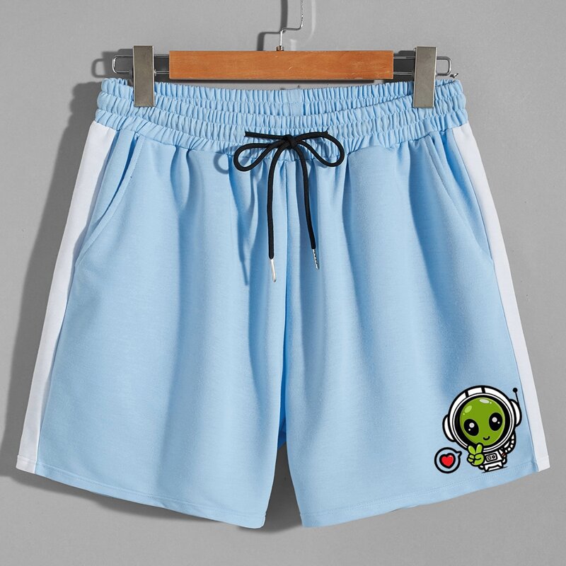 

Guys Alien Graphic Drawstring Shorts, Blue and white