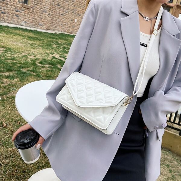 

Minimalist Embossed Crossbody Bag, White