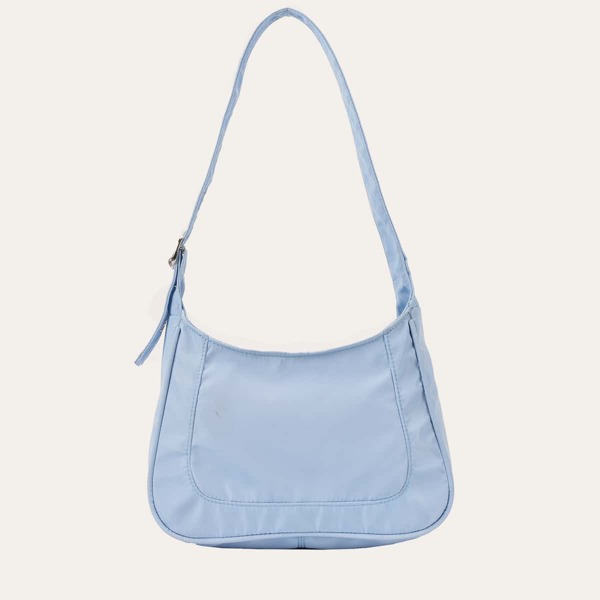 

Minimalist Zip-Up Shoulder Bag, Blue