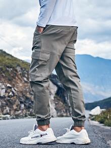 Pantalones cargo con bolsillo lateral - Gris - Ver 2