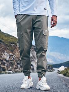 Pantalones cargo con bolsillo lateral - Gris - Ver 4