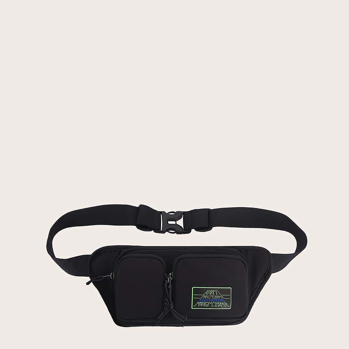 

Dual Pocket Front Fanny Pack, Black