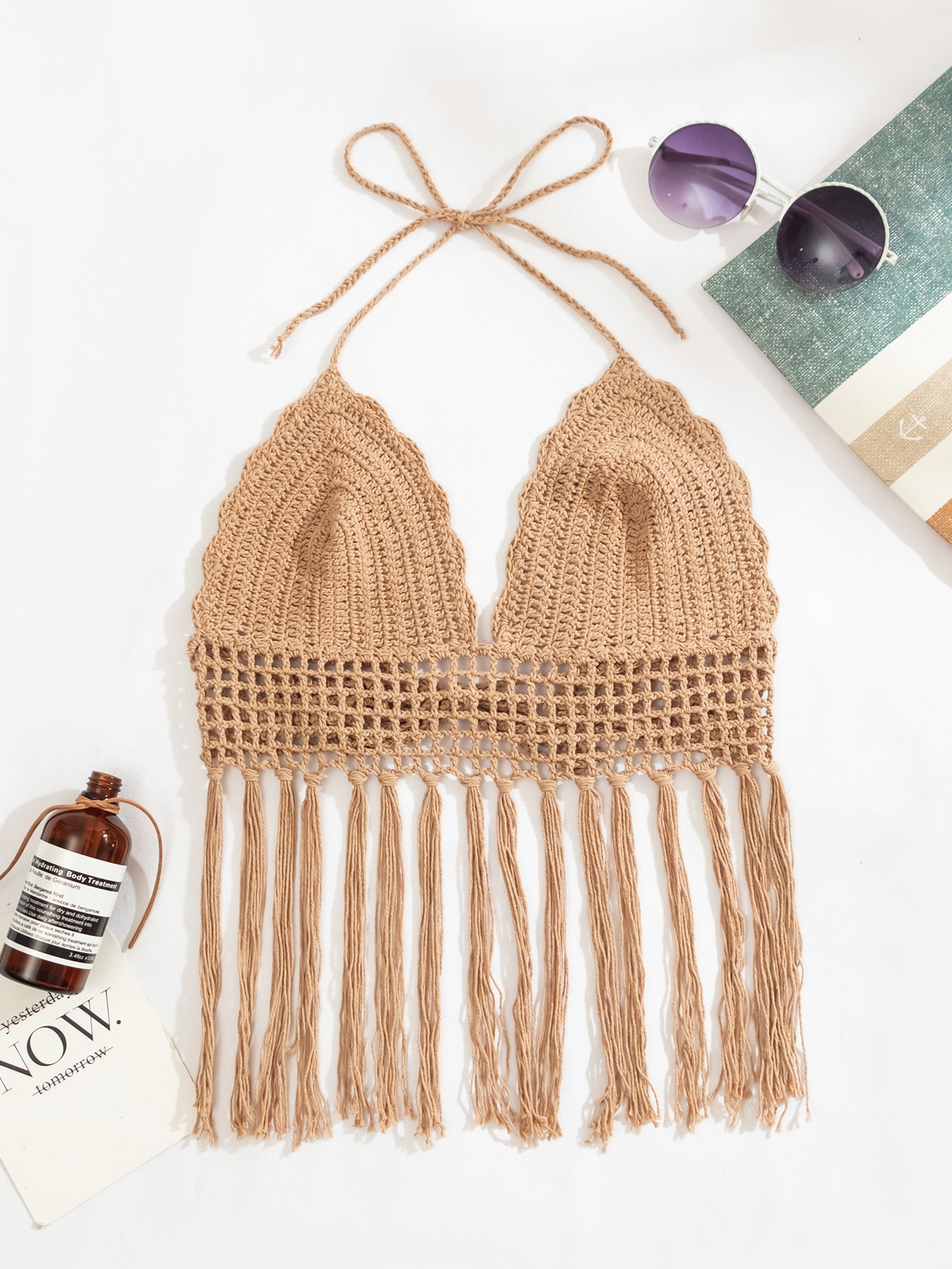 Fringe Hem Crochet Cover Up Top SHEIN USA