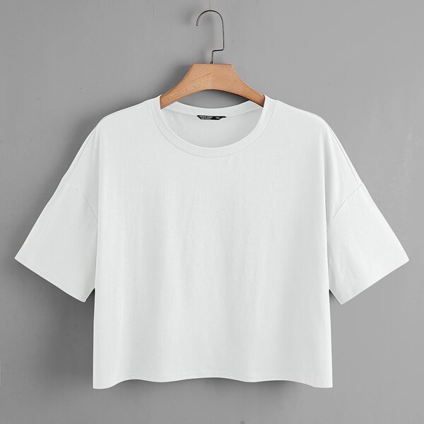 

Plus Solid Drop Shoulder Tee, White