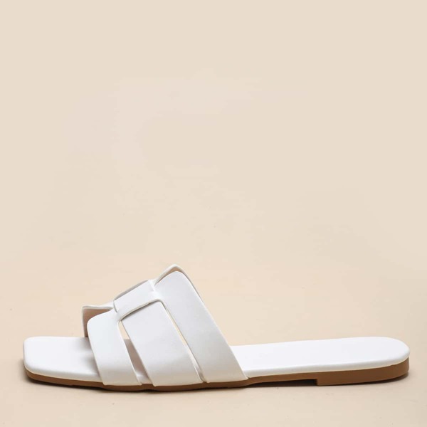 

Minimalist Cut Out Slide Sandals, White