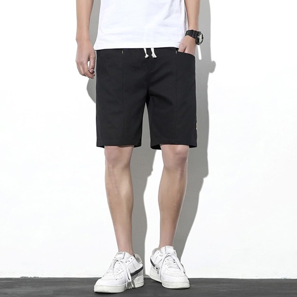 

Men Patched Drawstring Shorts, Black