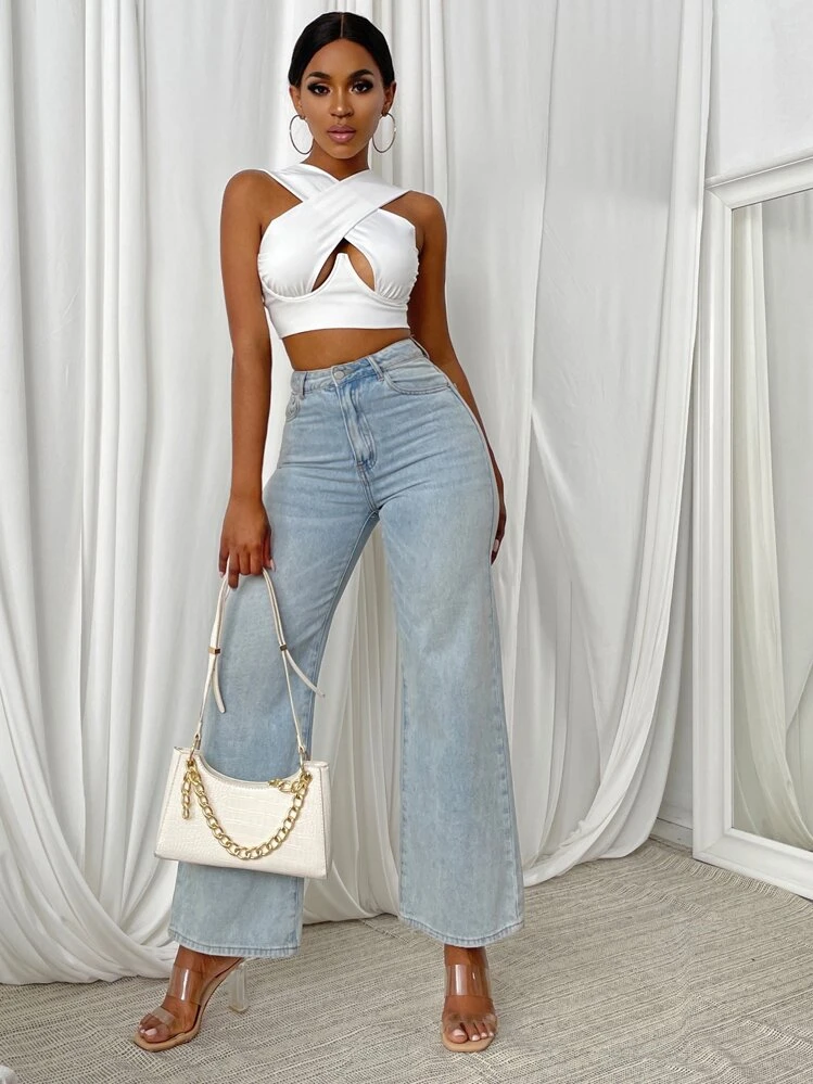 SHEIN SXY Cross Wrap Crop Tank Top | SHEIN Singapore