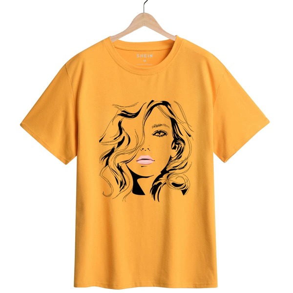 

Figure Print Short Sleeve Tee, Mustard yellow