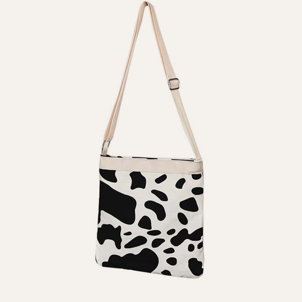 

Cow Print Tote Bag, Black and white