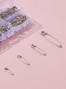 Khoảng 220 chiếc/hộp Ghim sắt nhiều kích cỡ dùng để làm đồ trang sức, hộp, túi xách, quần áo tự làm - Bạc - Xem 2