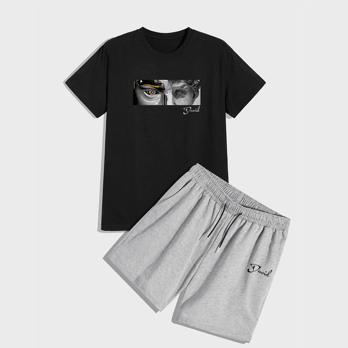 

Guys Figure & Letter Graphic Tee With Shorts, Multicolor