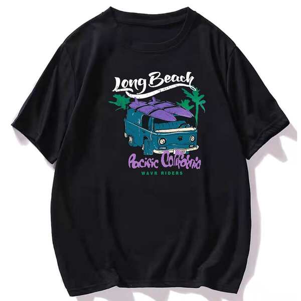 

Men Letter & Car Print Tee, Black
