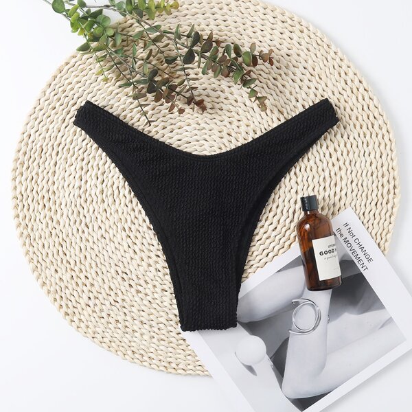 

Solid High Cut Bikini Panty, Black