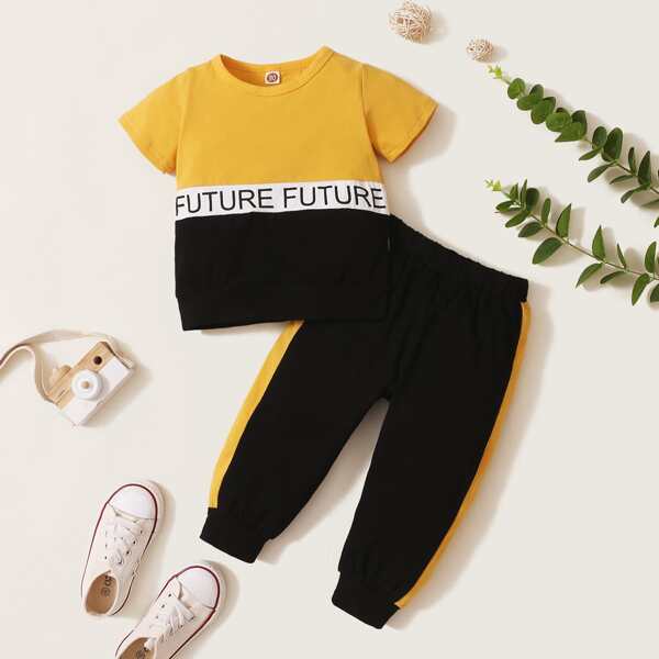 

Baby Girl Color Block Tee With Sweatpants, Multicolor