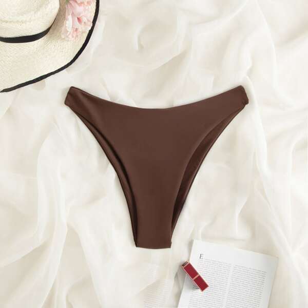 

Solid High Cut Panty, Coffee brown