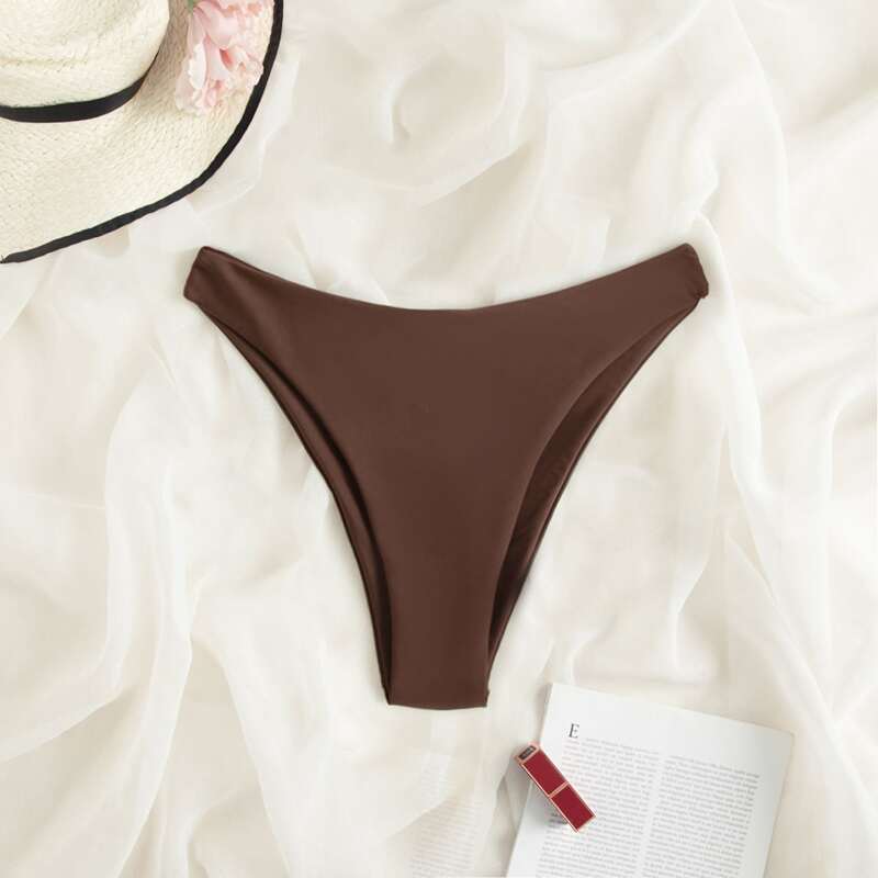 

Solid High Cut Panty, Coffee brown