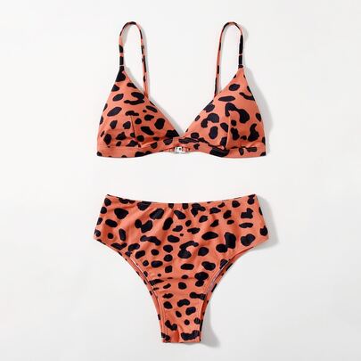 Allover Print High Waisted Bikini Swimsuit