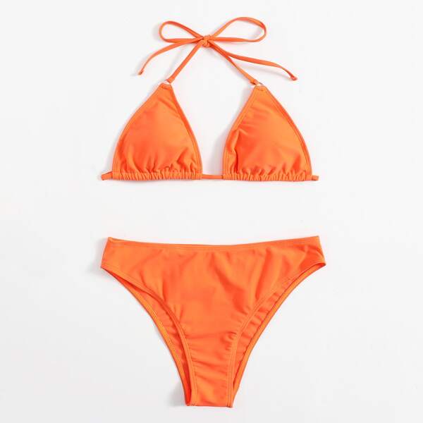 

Halter Triangle Bikini Swimsuit, Orange