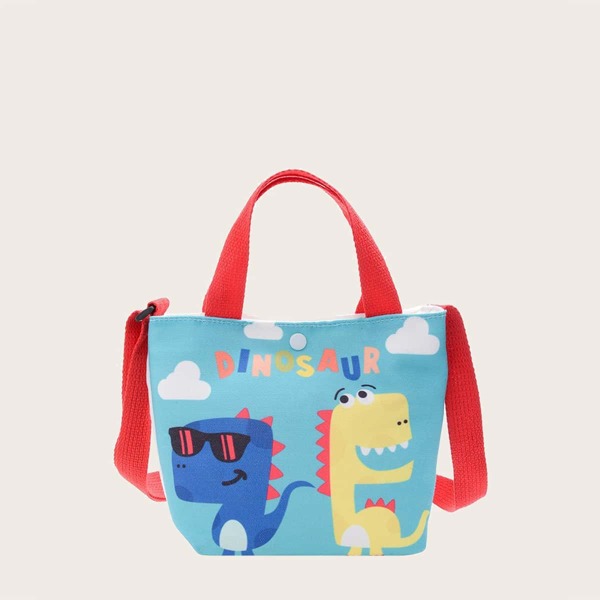 

Kids Cartoon Print Satchel Bag, Blue