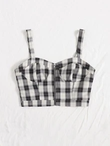 Top de tirantes con cremallera de cuadros - Multicolor - Ver 4